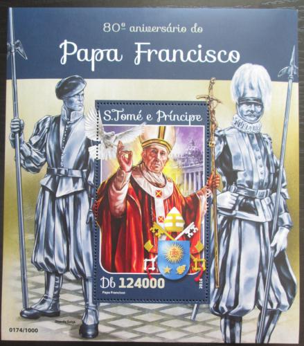 Poštová známka Svätý Tomáš 2016 Papež František Mi# Block 1160 Kat 12€