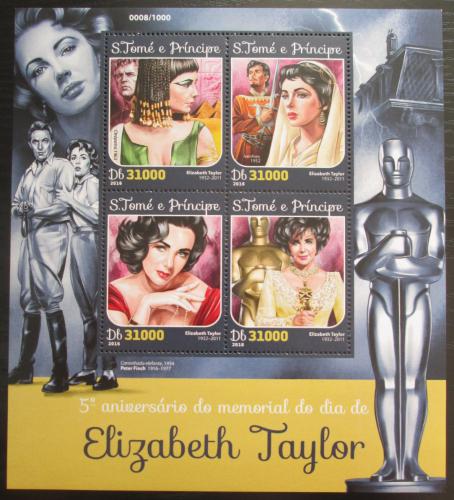 Poštové známky Svätý Tomáš 2016 Elizabeth Taylor, hereèka Mi# 6601-04 Kat 12€