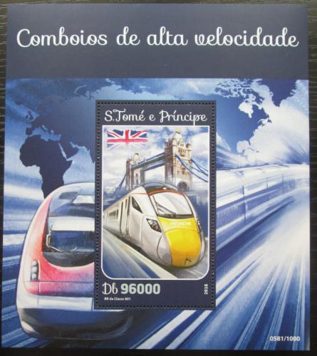 Poštová známka Svätý Tomáš 2016 Moderní lokomotívy Mi# Block 1183 Kat 10€