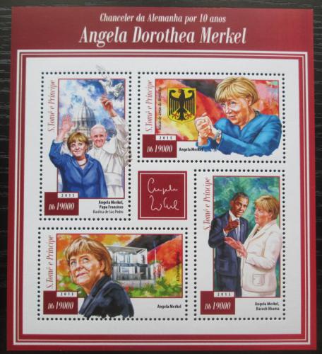 Poštové známky Svätý Tomáš 2015 Angela Merkelová Mi# 6070-73 Kat 7.50€