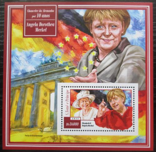Poštová známka Svätý Tomáš 2015 Angela Merkelová Mi# Block 1069 Kat 8.50€