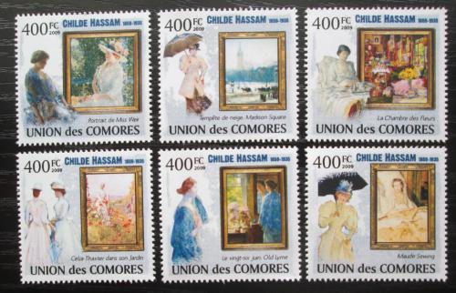 Poštové známky Komory 2009 Umenie, Childe Hassam Mi# 2489-94 Kat 11€