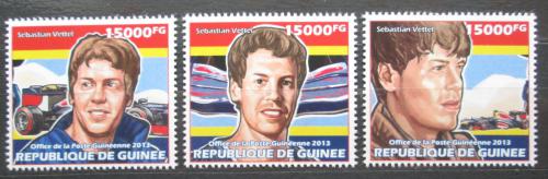 Poštovní známky Guinea 2013 Sebastian Vettel, Formule 1 Mi# 10197-99 Kat 18€