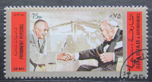 Poštová známka Šardžá 1972 Winston Churchill a prezident Eisenhower Mi# 892