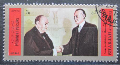Poštová známka Šardžá 1972 Winston Churchill a Konrad Adenauer Mi# 893