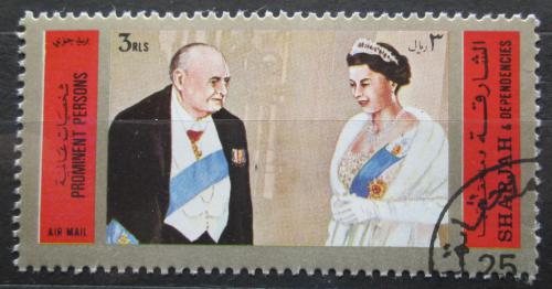 Poštová známka Šardžá 1972 Winston Churchill a královna Alžbeta II. Mi# 894