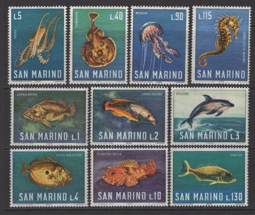 Poštové známky San Marino 1966 Morská fauna Mi# 869-78
