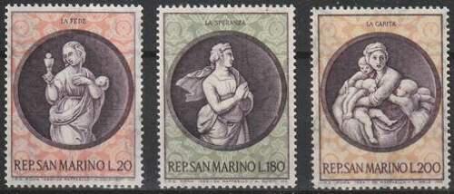 Poštové známky San Marino 1969 Vianoce, umenie, Raffael Mi# 939-41