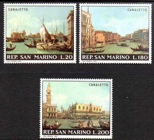 Poštové známky San Marino 1971 Umenie, Canaletto Mi# 972-74