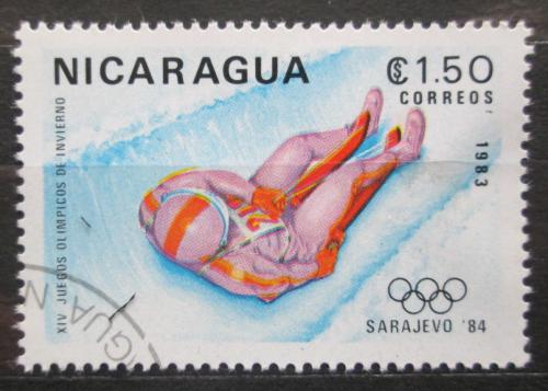 Poštová známka Nikaragua 1983 ZOH Sarajevo, jízda na saních Mi# 2419