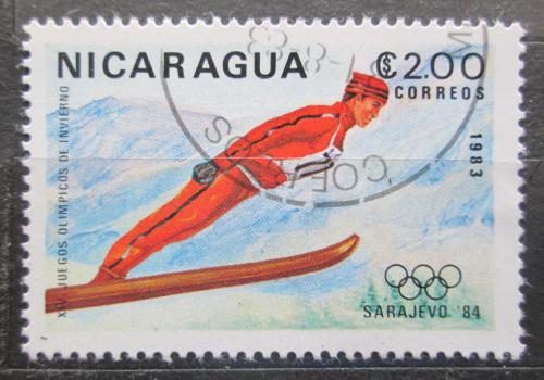 Poštová známka Nikaragua 1983 ZOH Sarajevo, skoky na lyžích Mi# 2420