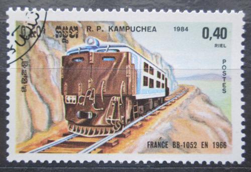 Poštová známka Kambodža 1984 Francúzska lokomotíva Mi# 585