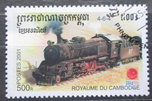 Poštová známka Kambodža 2001 Parní lokomotíva Mi# 2212