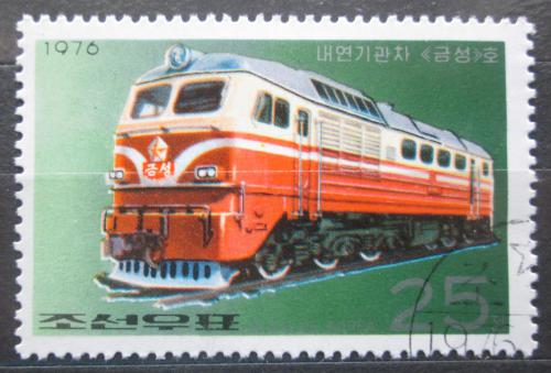 Poštová známka KLDR 1976 Dieselová lokomotíva Mi# 1559