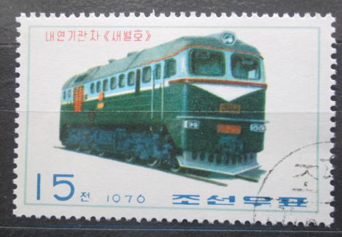 Poštová známka KLDR 1976 Dieselová lokomotíva Mi# 1491