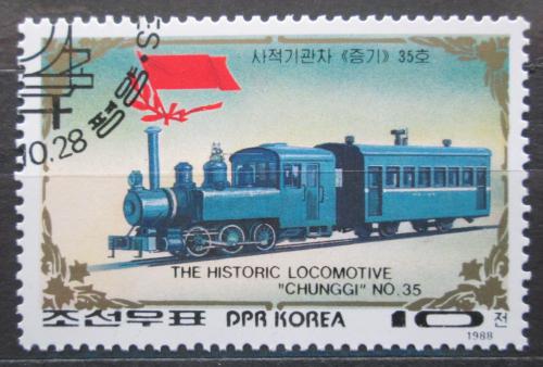 Poštová známka KLDR 1988 Parní lokomotíva Mi# 2970