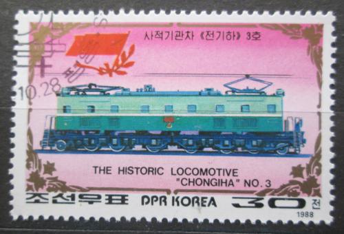 Poštová známka KLDR 1988 Elektrická lokomotíva Mi# 2972