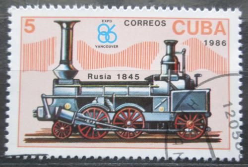 Poštová známka Kuba 1986 Stará ruská lokomotíva Mi# 3019