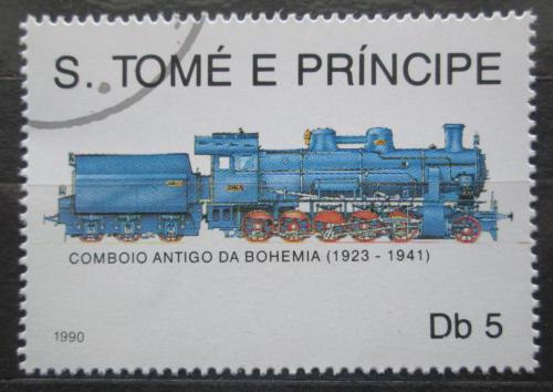 Poštová známka Svätý Tomáš 1990 Parní lokomotíva Mi# 1170