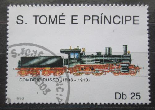 Poštová známka Svätý Tomáš 1990 Ruská lokomotíva Mi# 1173