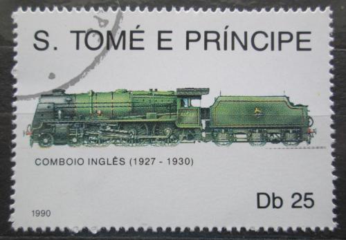 Poštová známka Svätý Tomáš 1990 Anglická lokomotíva Mi# 1174