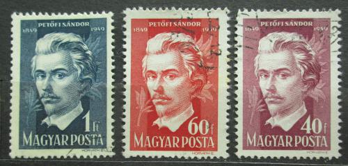 Poštové známky Maïarsko 1949 Sándor Petõfi, básník Mi# 1045-47