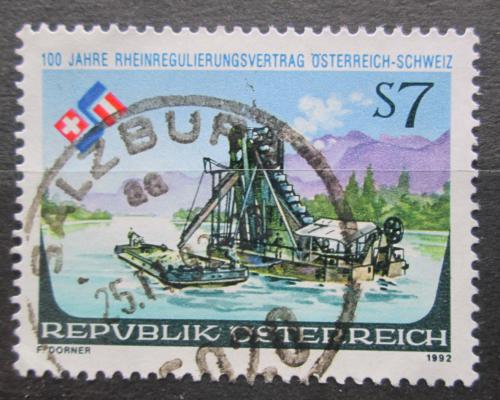Poštová známka Rakúsko 1992 Plovoucí bagr na Rýnu Mi# 2064