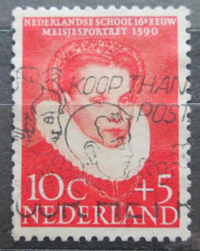 Poštová známka Holandsko 1956 Umenie, portrét dívky Mi# 688