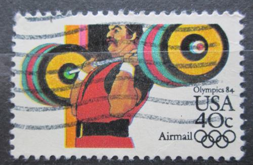 Poštová známka USA 1983 LOH Los Angeles, vzpírání Mi# 1625 A