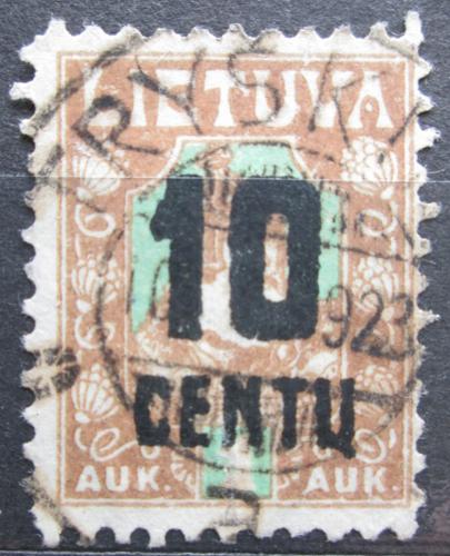 Poštová známka Litva 1922 Velkokníže Kìstutis pretlaè Mi# 167