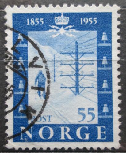 Poštová známka Nórsko 1953 Telegrafní sloup Mi# 389