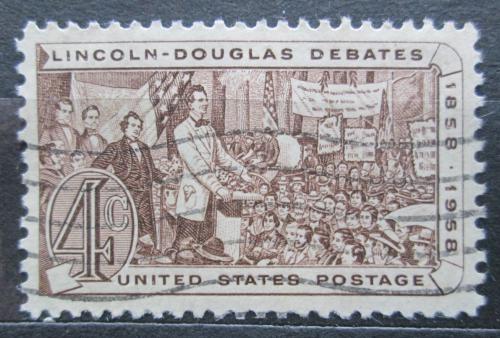 Poštová známka USA 1958 Abraham Lincoln a Stephan A. Douglas Mi# 735