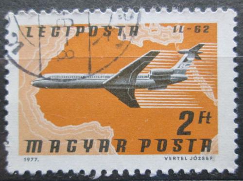 Poštová známka Maïarsko 1977 Lietadlo IL-62 Mi# 3224 A
