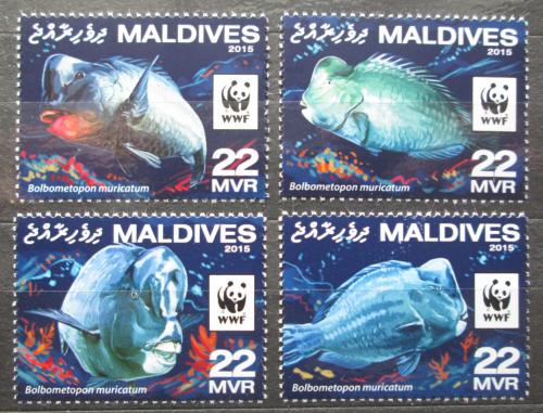 Poštové známky Maldivy 2016 Ploskozubec vysokoèelý, WWF Mi# 6200-03 Kat 11€