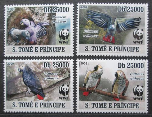 Poštové známky Svätý Tomáš 2009 Papoušek šedý, WWF Mi# 3777-80 Kat 12€