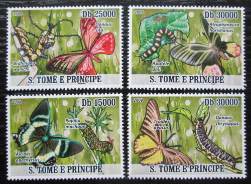 Poštové známky Svätý Tomáš 2009 Motýle Mi# 3851-54 Kat 10€
