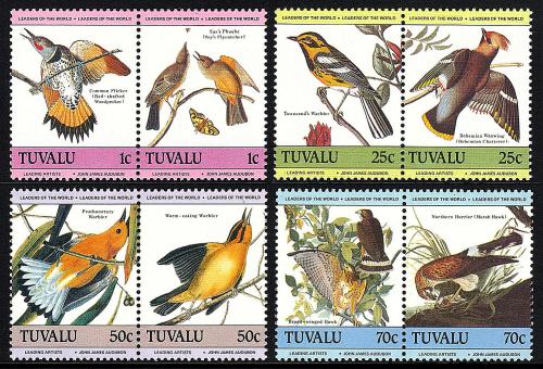 Poštové známky Tuvalu 1985 Vtáci, Audubon Mi# 276-83