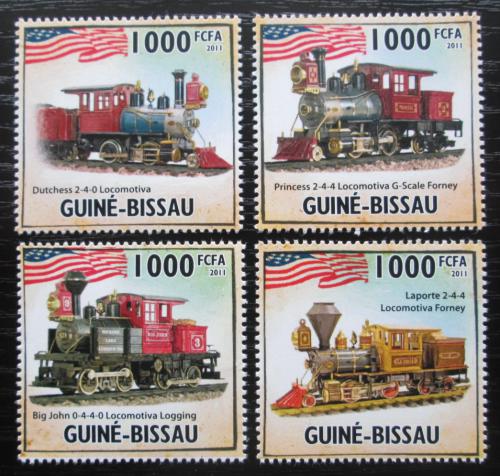 Poštovní známky Guinea-Bissau 2011 Americké parní lokomotivy Mi# 5323-26 Kat 16€