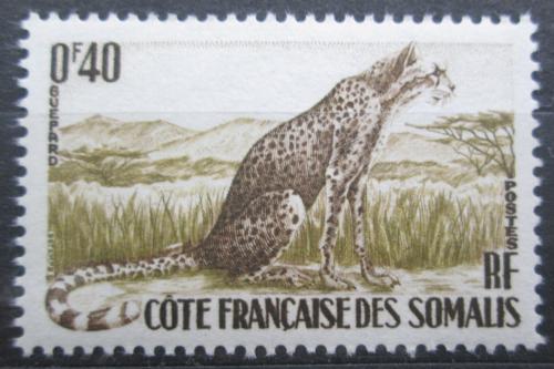Poštová známka Francúzské Somálsko 1958 Gepard štíhlý Mi# 315