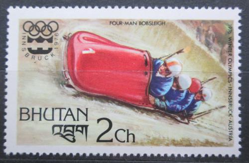 Poštová známka Bhútán 1976 ZOH Innsbruck, ètyøbob Mi# 648