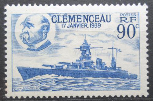 Poštovní známka Francie 1939 Váleèná loï Clemenceau Mi# 443