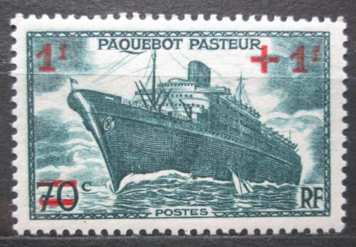 Poštovní známka Francie 1941 Váleèná loï Pasteur pøetisk Mi# 511