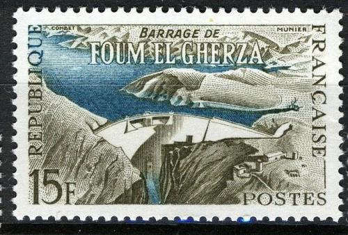Poštová známka Francúzsko 1959 Priehradná nádrž Foum el Gherza Mi# 1247