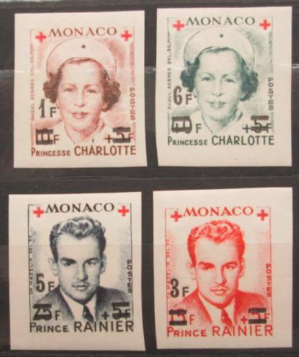 Poštové známky Monako 1949 Rainier III a Charlotte RARITA Mi# 397-400 B Kat 100€