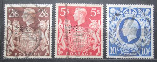 Poštové známky Ve¾ká Británia 1939 Krá¾ Juraj VI. 2x perfin Mi# 212-14 Kat 35€
