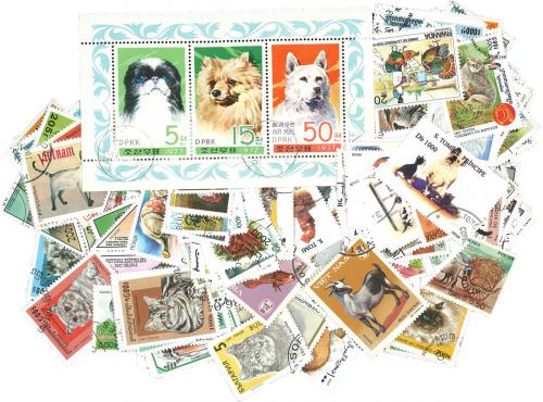 Sestava Domácí zvíøata - 250 rùzných razítkovaných známek