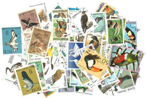 Sestava Vtáci - 250 rùzných razítkovaných známek