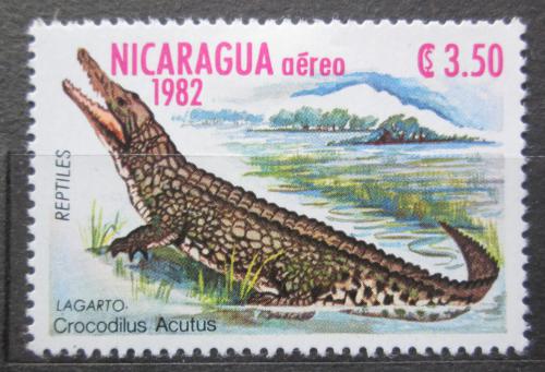 Poštová známka Nikaragua 1982 Krokodýl americký Mi# 2340