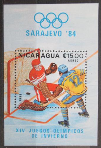 Poštová známka Nikaragua 1983 ZOH Sarajevo, lední hokej Mi# Block 153