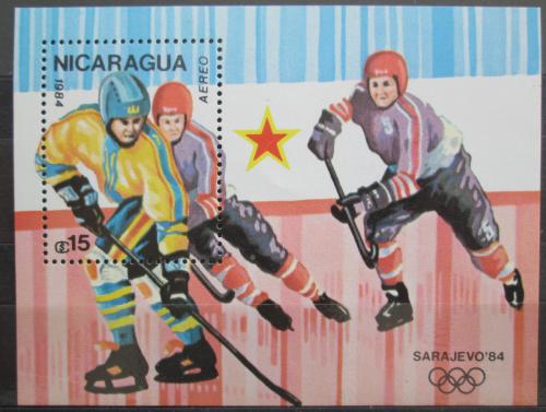 Poštová známka Nikaragua 1984 ZOH Sarajevo, lední hokej Mi# Block 155